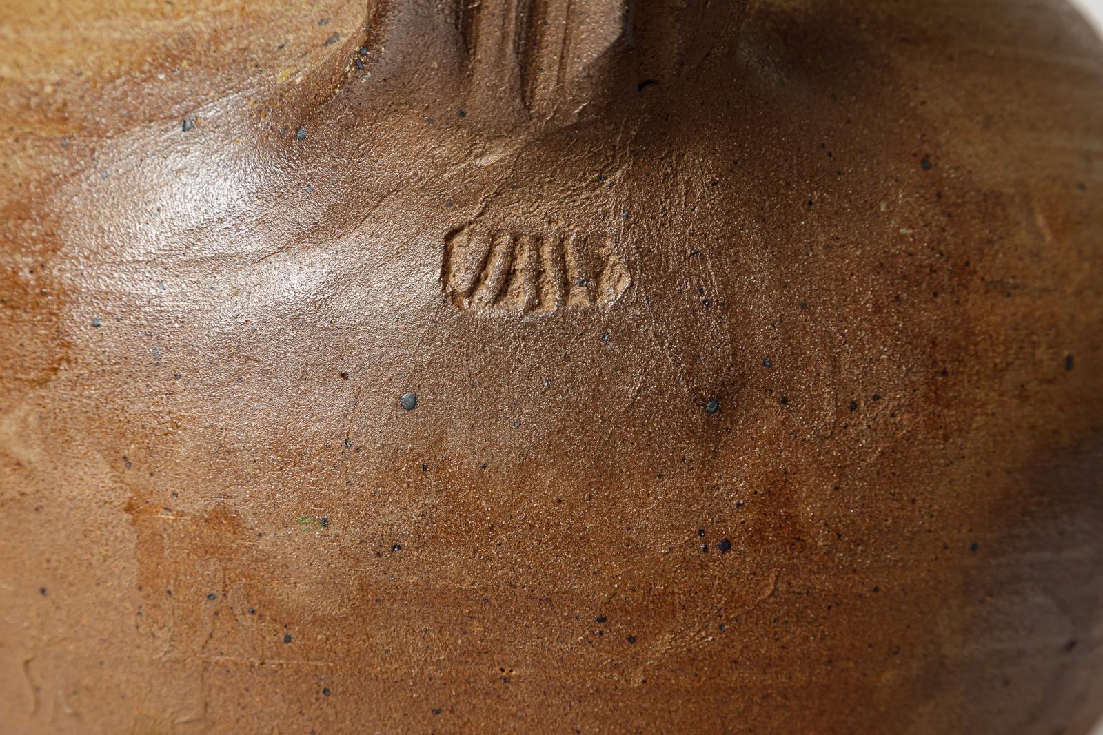 Grande vaso XXL del XX secolo in ceramica marrone e nera di Pierre Digan 1970 In condizioni ottime in vendita a Neuilly-en- sancerre, FR