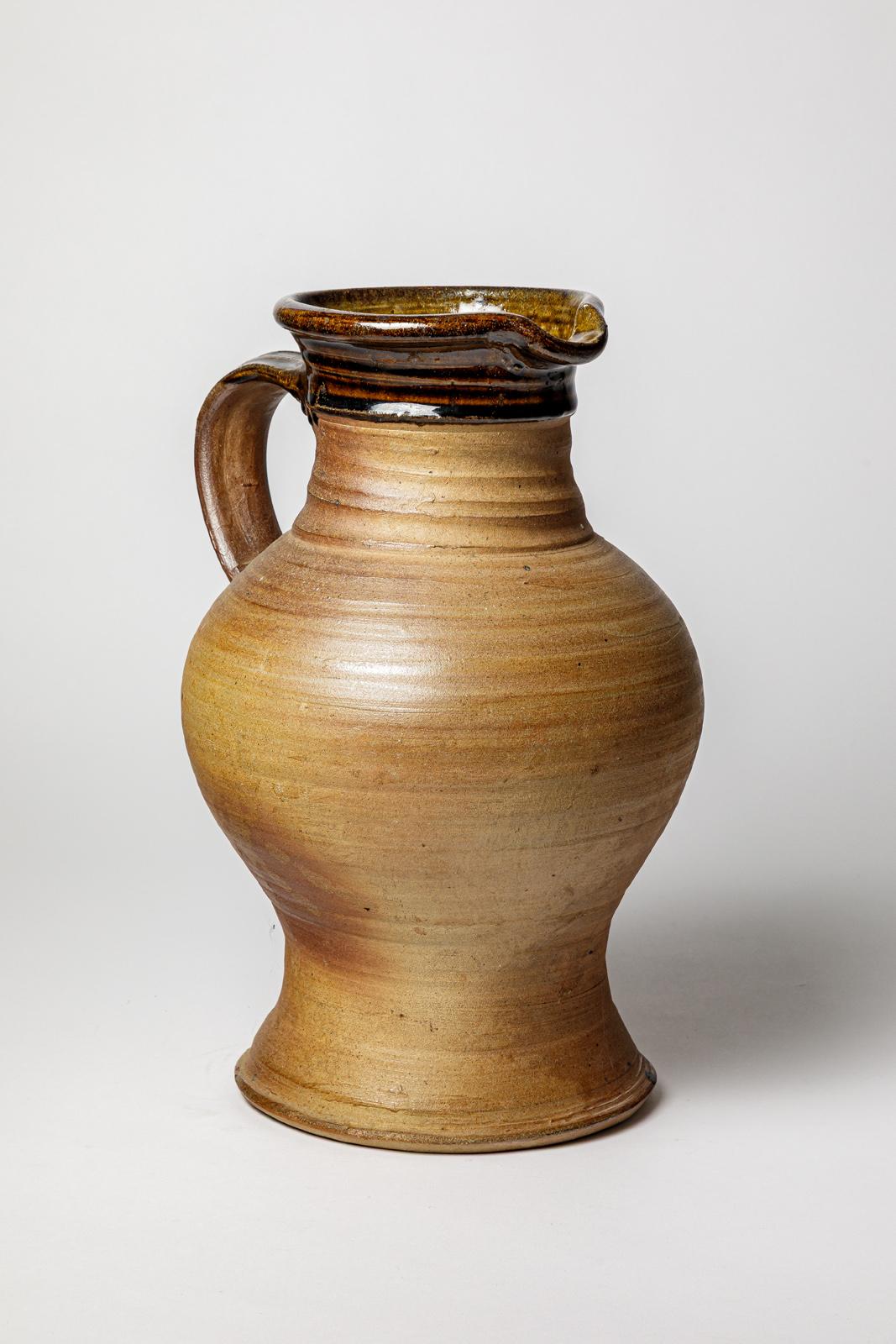 Grande vaso XXL del XX secolo in ceramica marrone e nera di Pierre Digan 1970 in vendita 1
