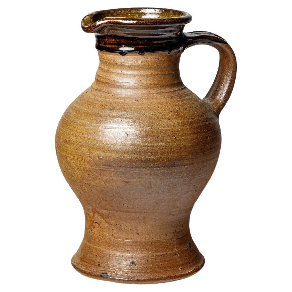 Grande vaso XXL del XX secolo in ceramica marrone e nera di Pierre Digan 1970 in vendita