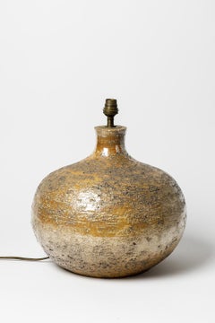 Grande lampe de bureau en céramique du XXe siècle de Marius Bessone, couleur or brillant