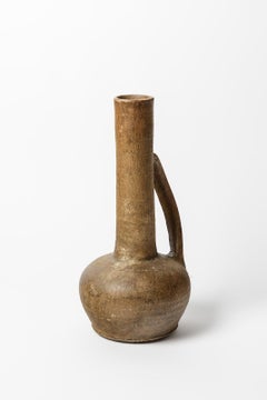 Large XXth Century Design Brown Ceramic Vase Abstract Free Form 1970