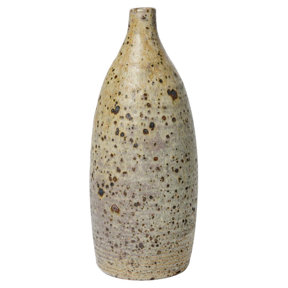 Large 20th Century Grey Stoneware Ceramic Vase Bottle by La Borne Potters Unique