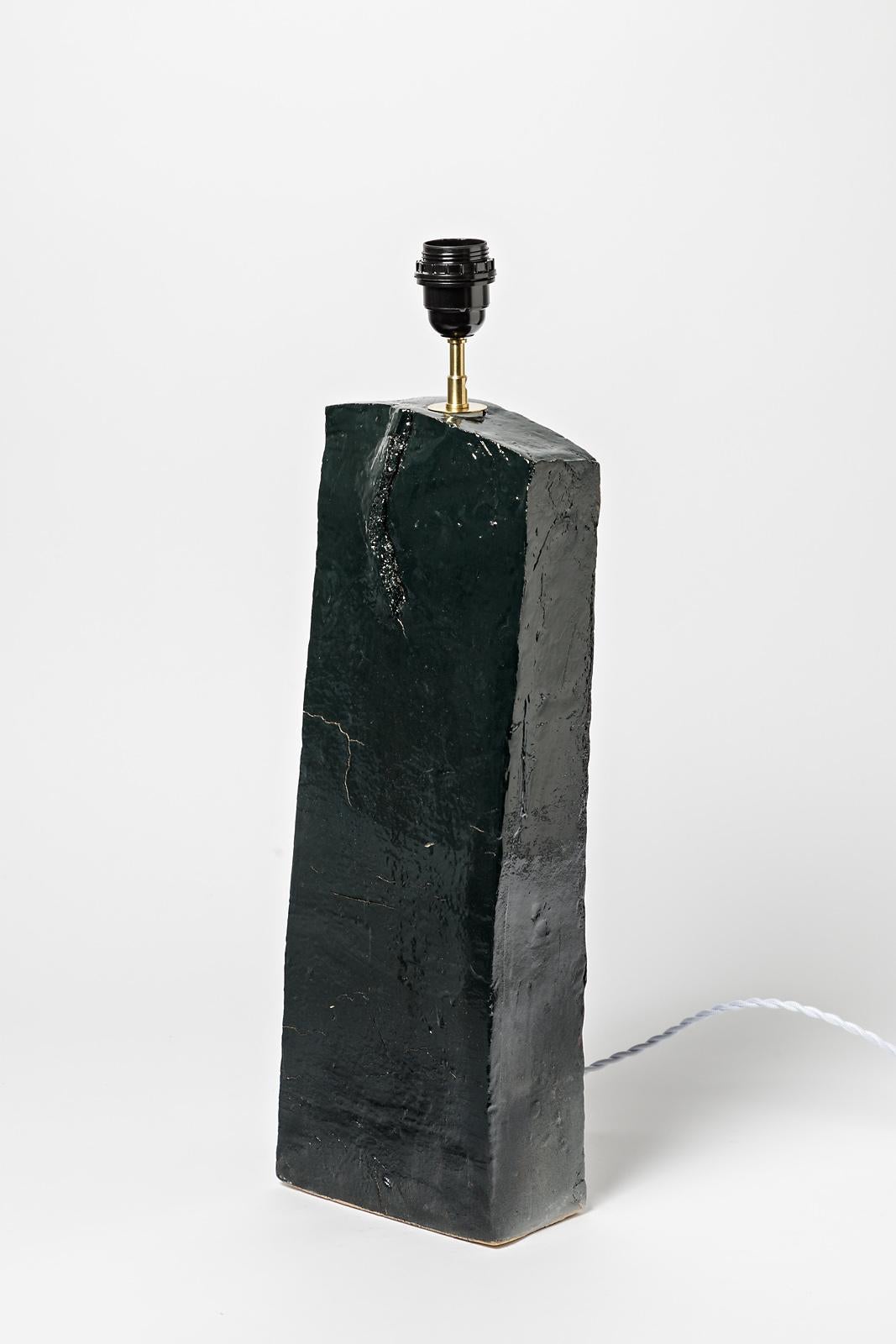 Große große Steingut-Keramik-Tischlampe aus dem 20. Jahrhundert, einzigartiges handgefertigtes Design (Moderne der Mitte des Jahrhunderts) im Angebot
