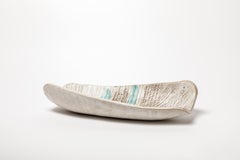 Large 20th Century White and Grey Ceramic Vide Poche or Plate by Jean Austruy