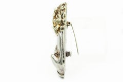 Large Yaacov Heller Sterling Silver Lion with Gilt Mane Brooch 3" Tall