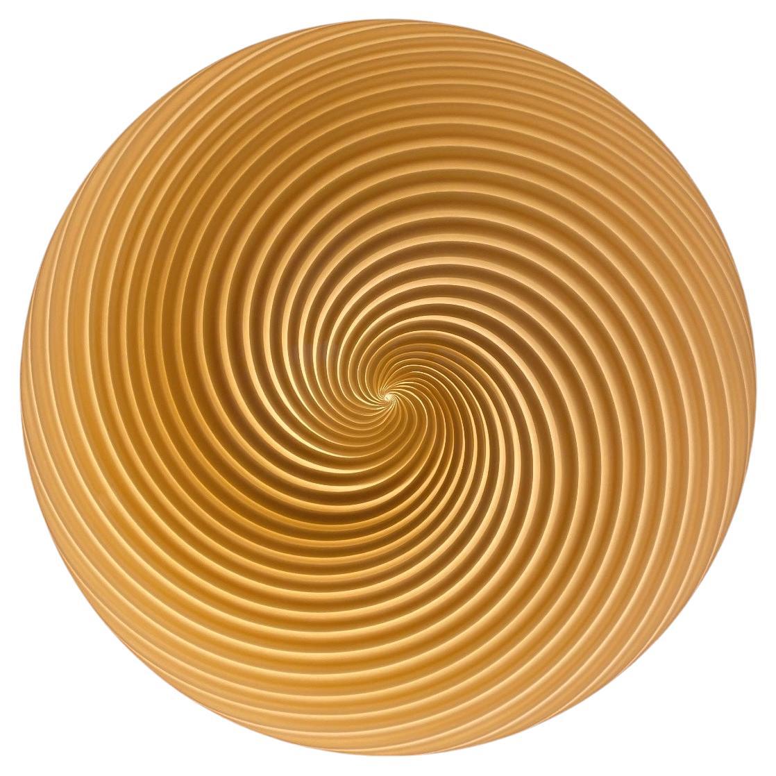 Large Yellow 70s Vintage Murano Swirl Lamp Flush Mount for Ceiling or Wall