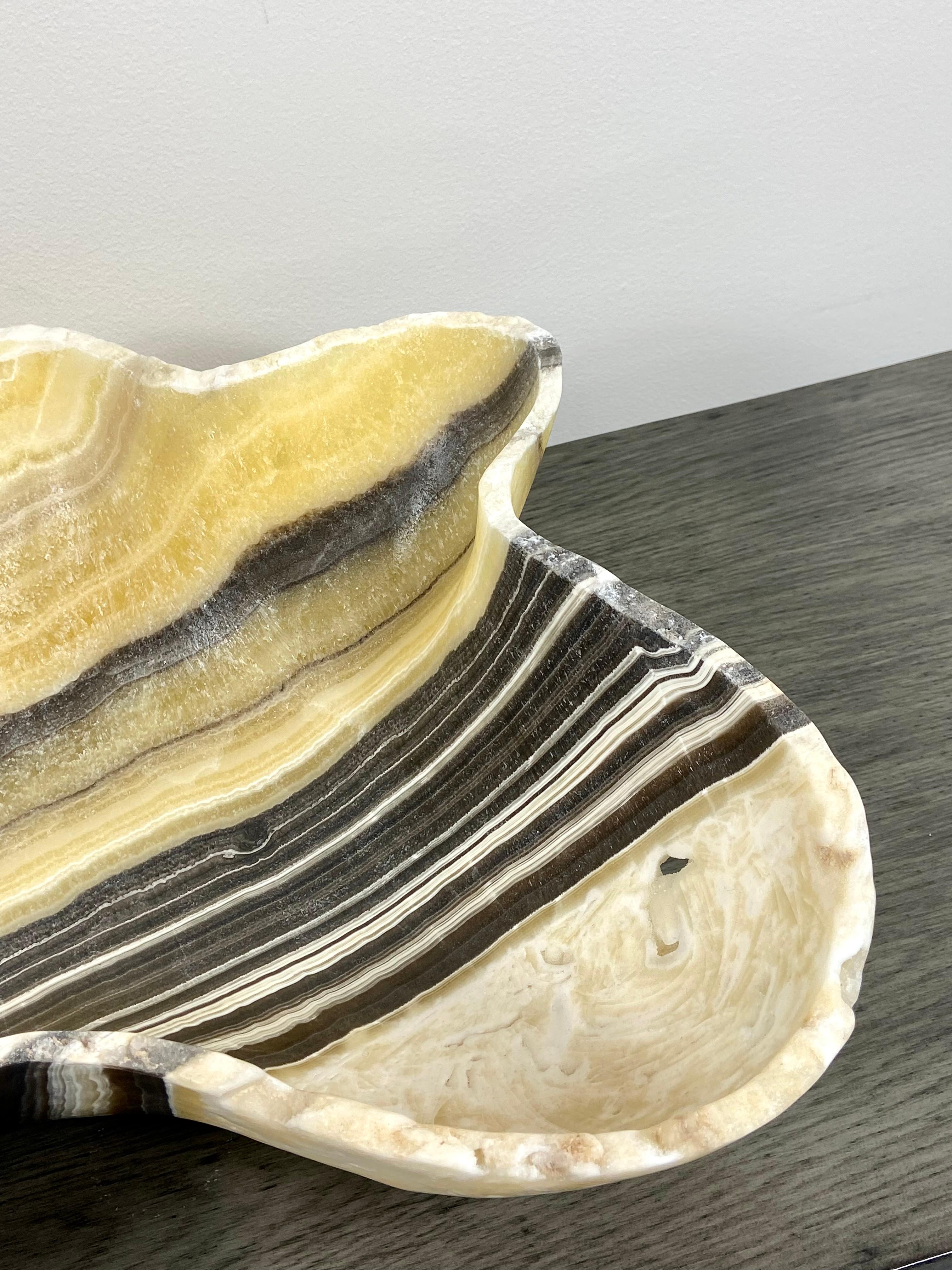 Large Yellow and Black Banded Onyx Bowl For Sale 2