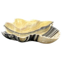 Large Yellow and Black Banded Onyx Bowl