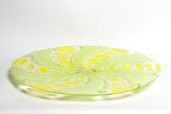 Large Yellow and Lime Green Murano Glass Dish