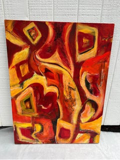 Large Yellow and Red Abstract by Carol Bertrand