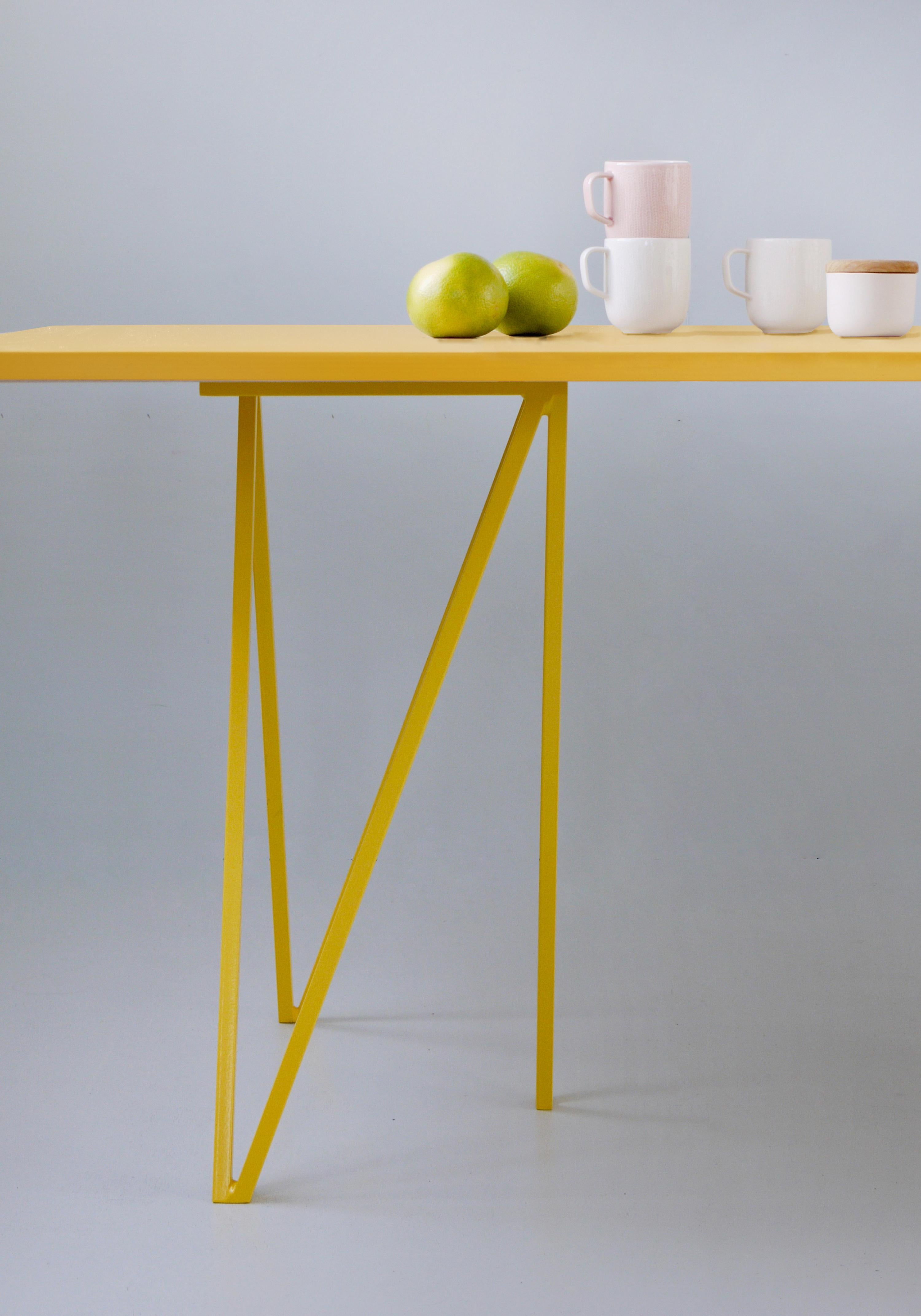 Brutalist Large Yellow Architectural ZigZag Dining Table - Customisable For Sale
