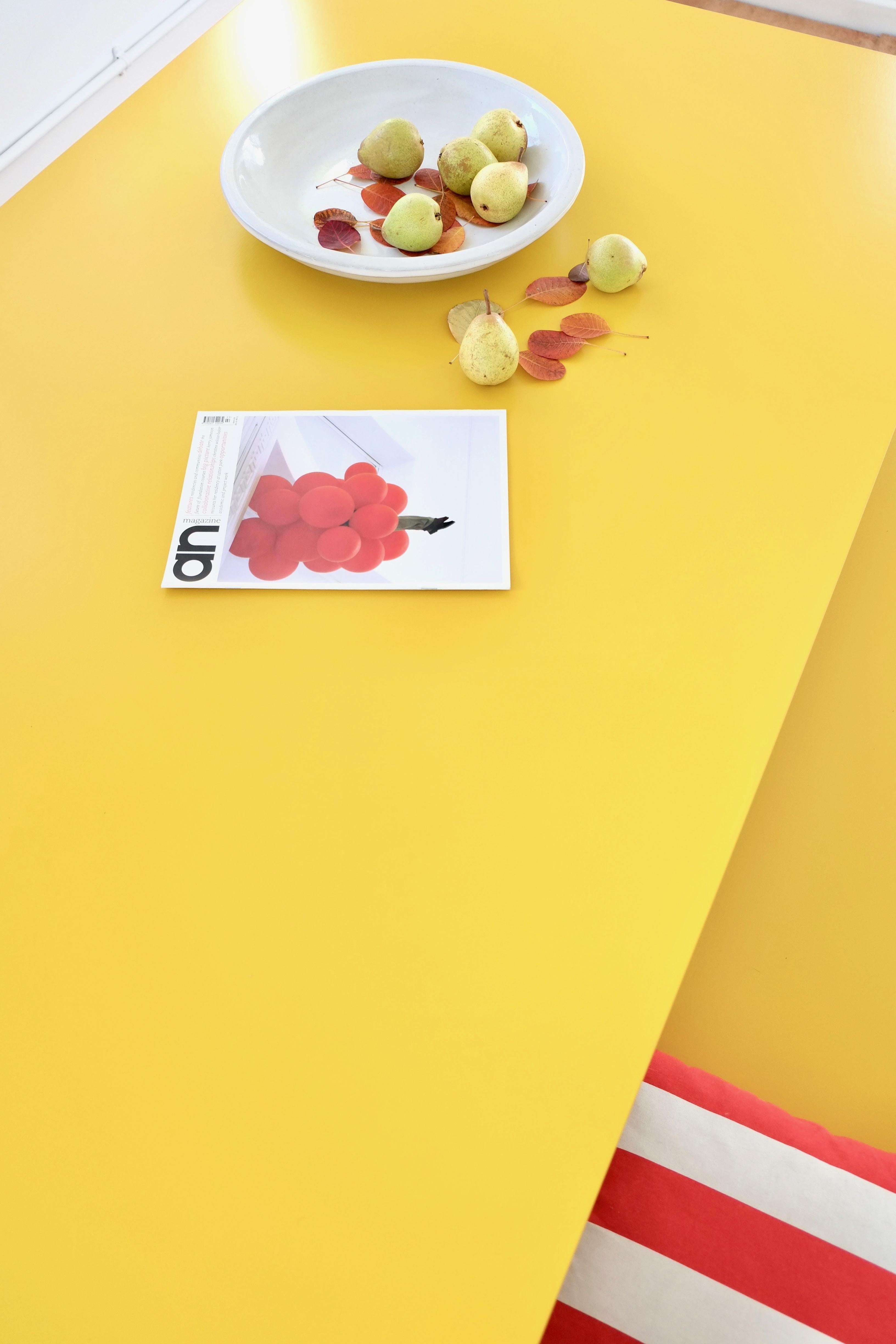 Lacquered Large Yellow Architectural ZigZag Dining Table - Customisable For Sale