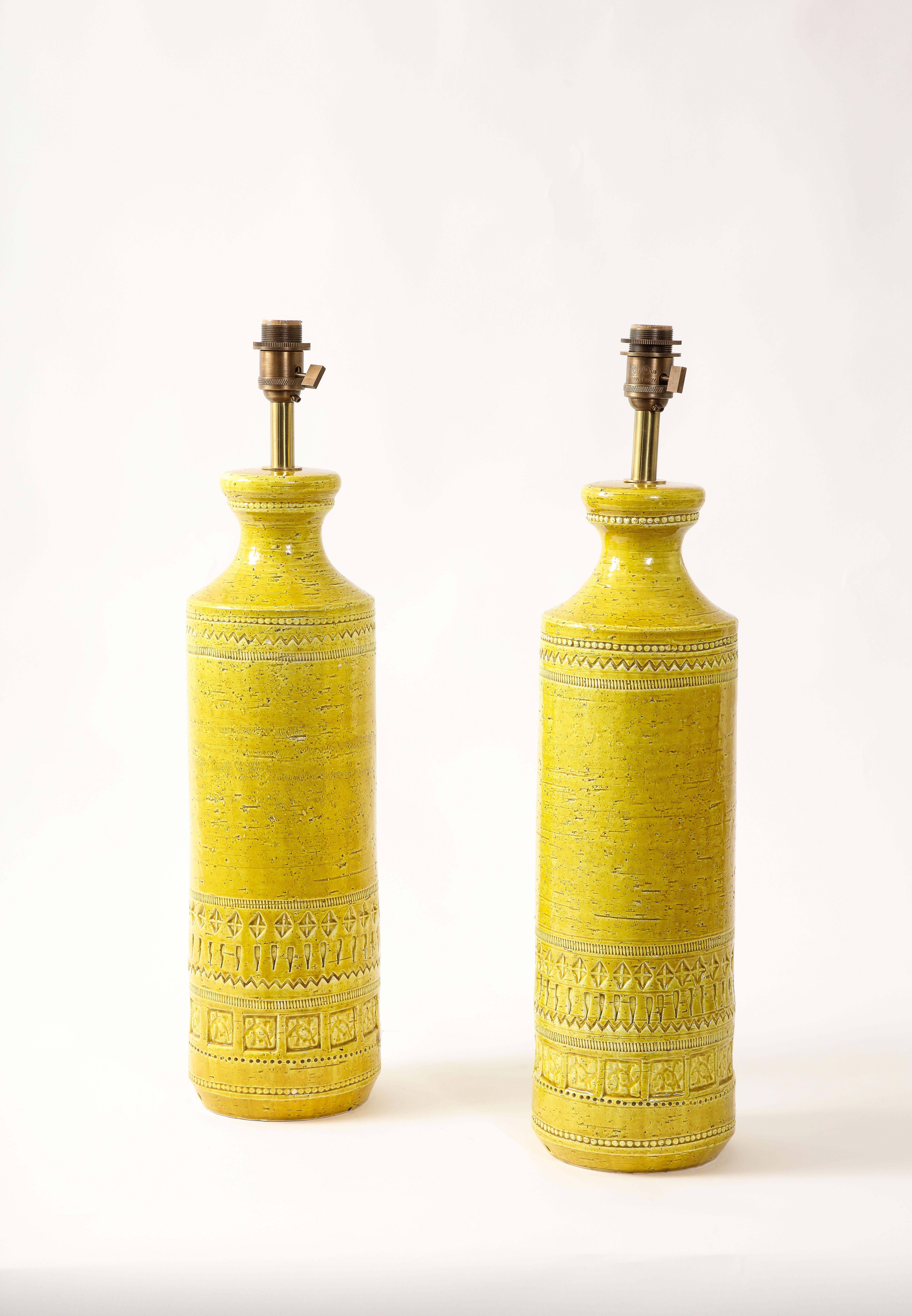Large Yellow Bitossi Table Lamps. Italy 1960's For Sale 4