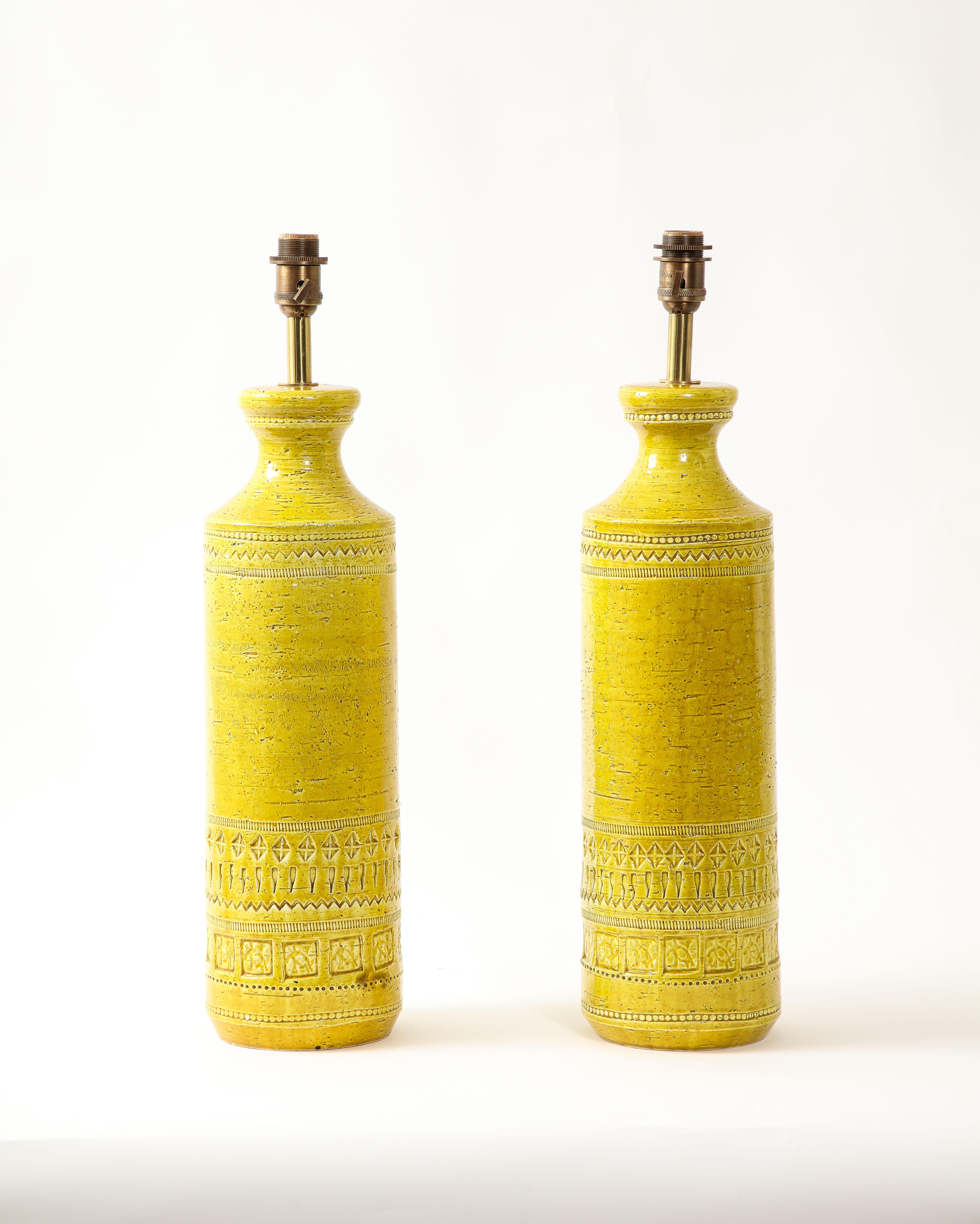Large Yellow Bitossi Table Lamps. Italy 1960's For Sale 8