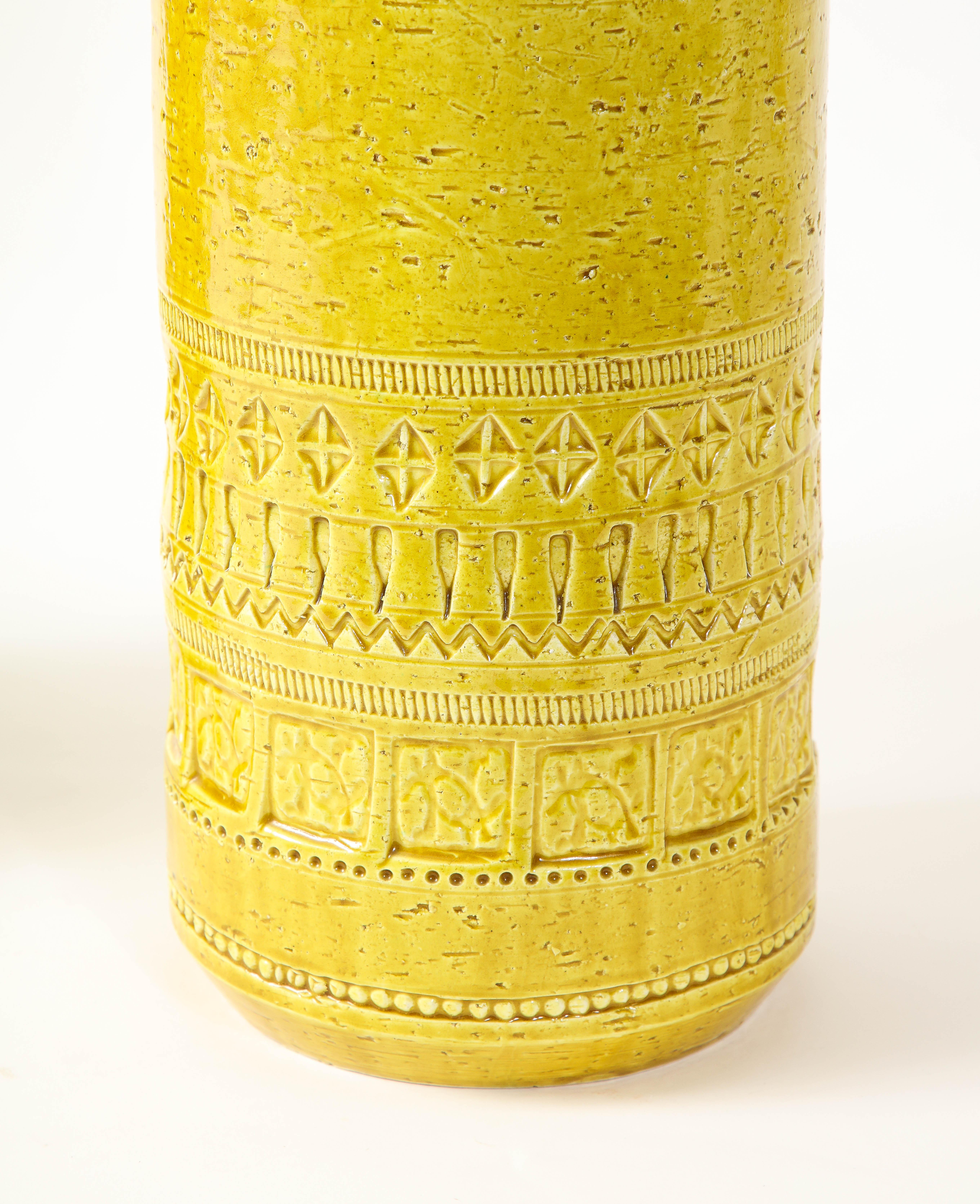Céramique Grandes lampes de table Bitossi jaunes. Italie années 60 en vente