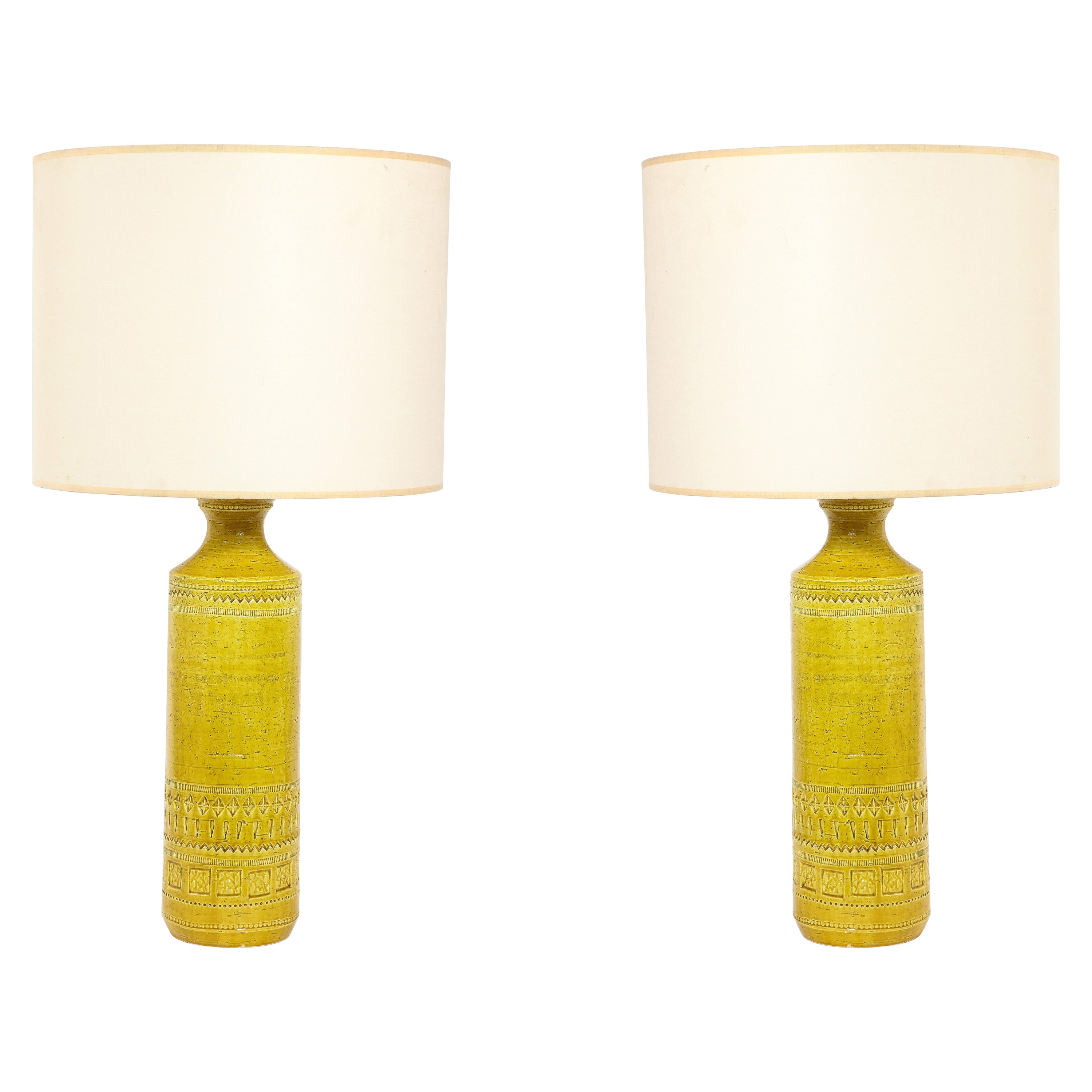 Large Yellow Bitossi Table Lamps. Italy 1960's
