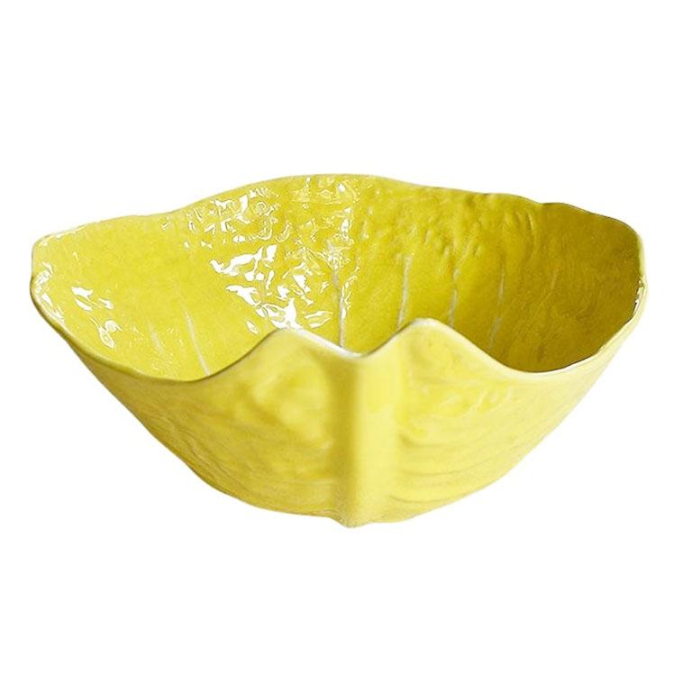 Große große gelbe portugiesische Servierschale aus Keramik nach Dodie Thayer (Hollywood Regency) im Angebot
