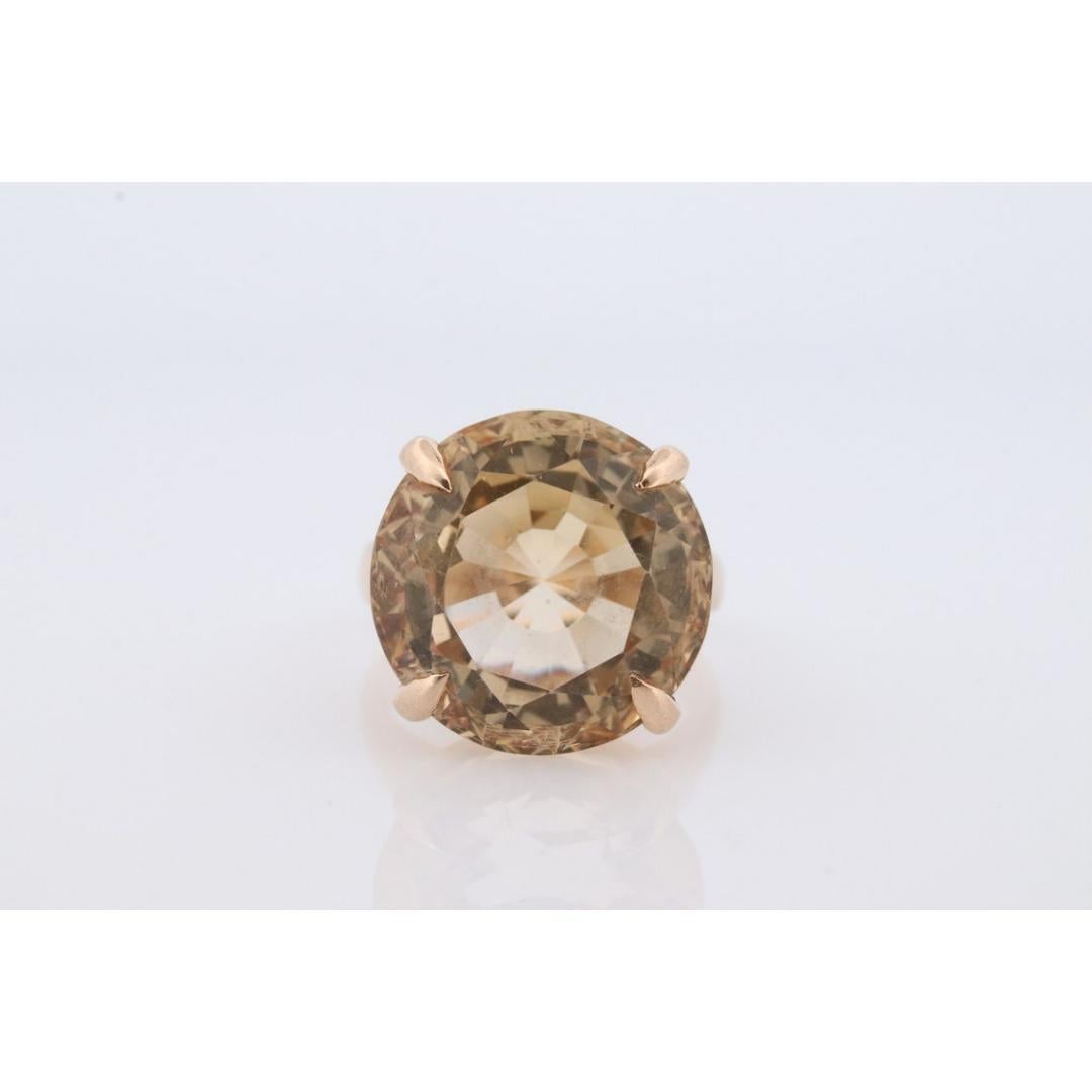 Large Yellow Citrine ring. 14k yellow gold Heavy Large Prong Set Round Citrine For Sale 3