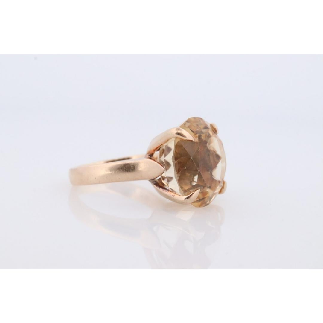 Large Yellow Citrine ring. 14k yellow gold Heavy Large Prong Set Round Citrine For Sale 5