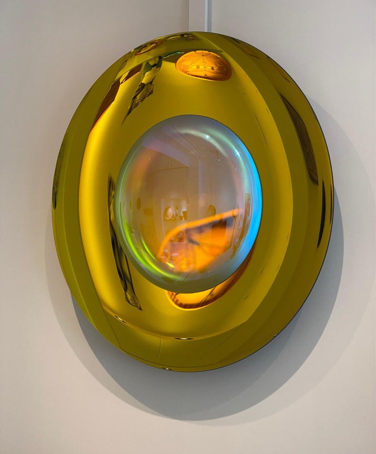 French Large Yellow Concave Mirror One of a Kind by Christophe Gaignon For Sale