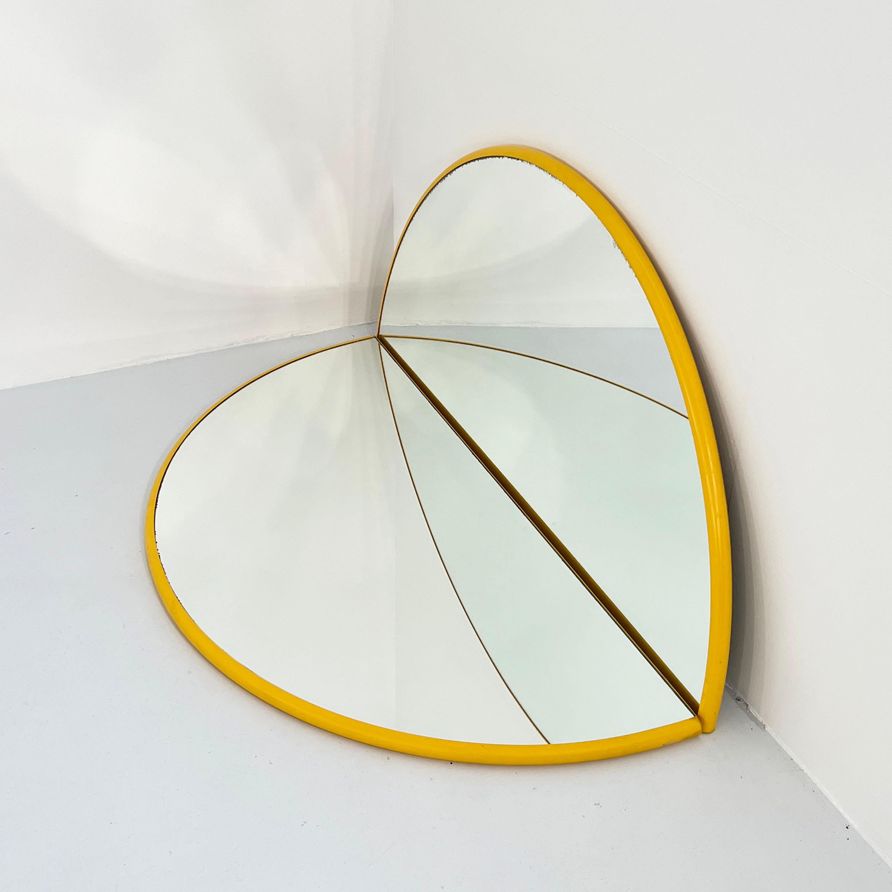 Late 20th Century Large Yellow Frame Semi-Circle Mirror, 1970s