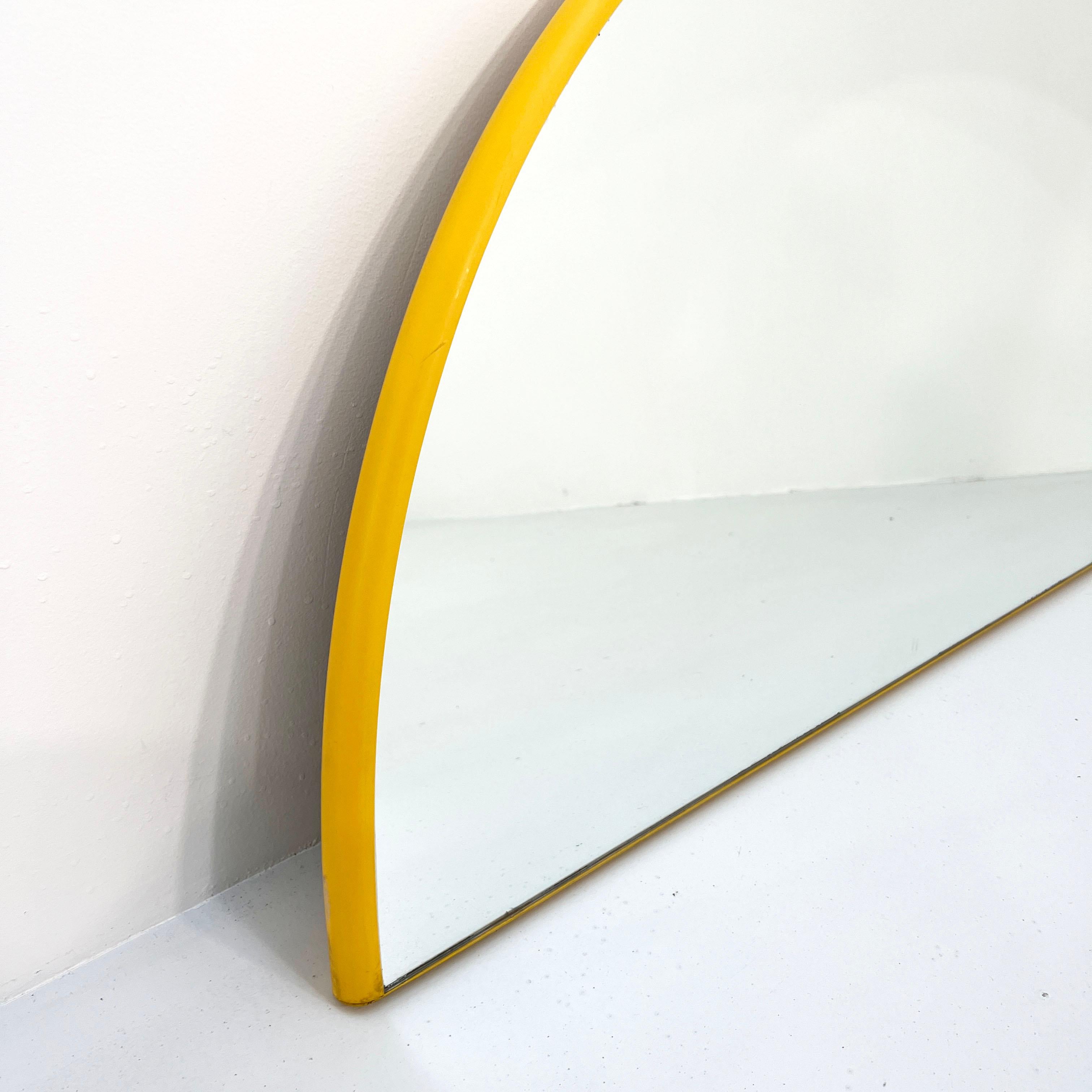 Large Yellow Frame Semi-Circle Mirror, 1970s 1