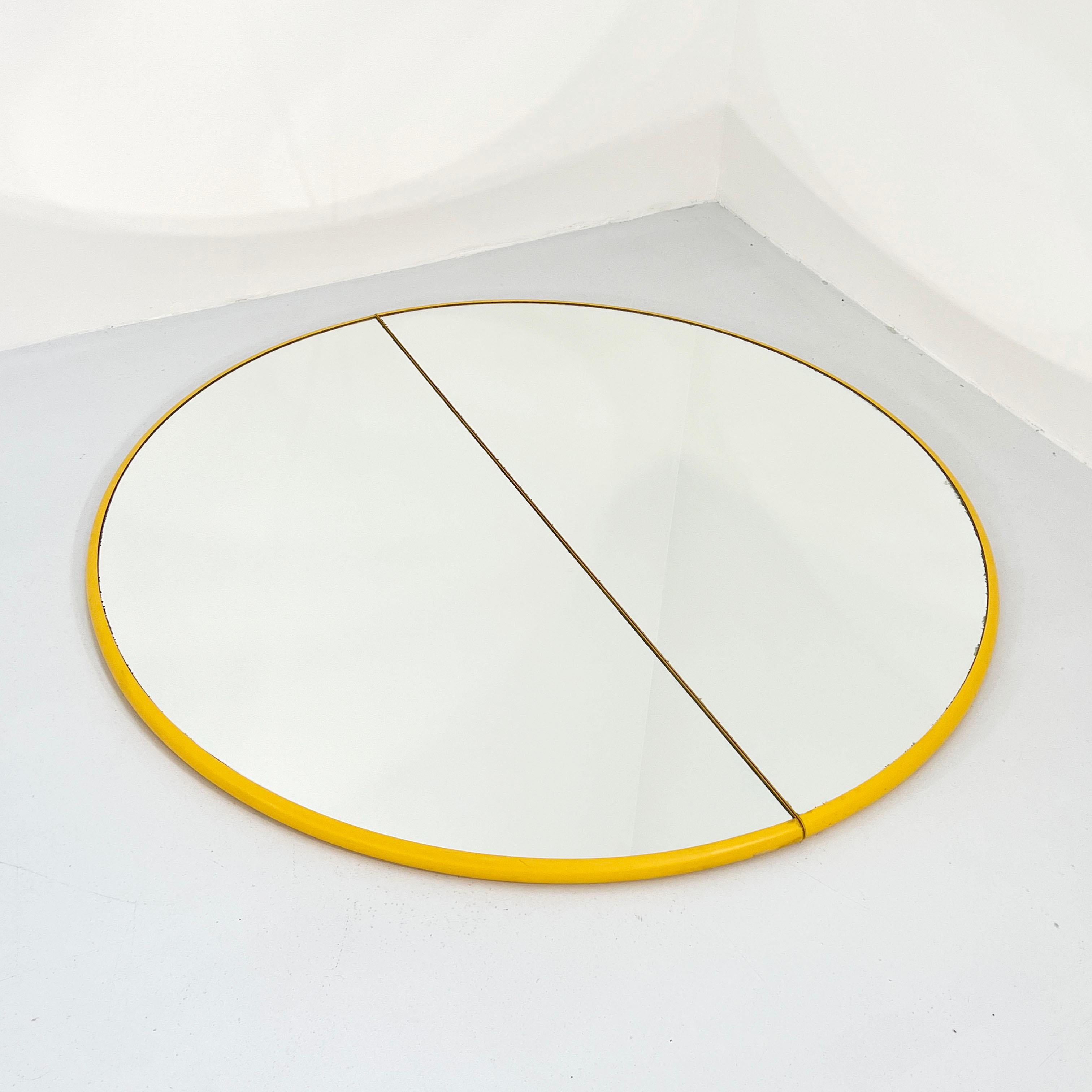 Large Yellow Frame Semi-Circle Mirror, 1970s 2
