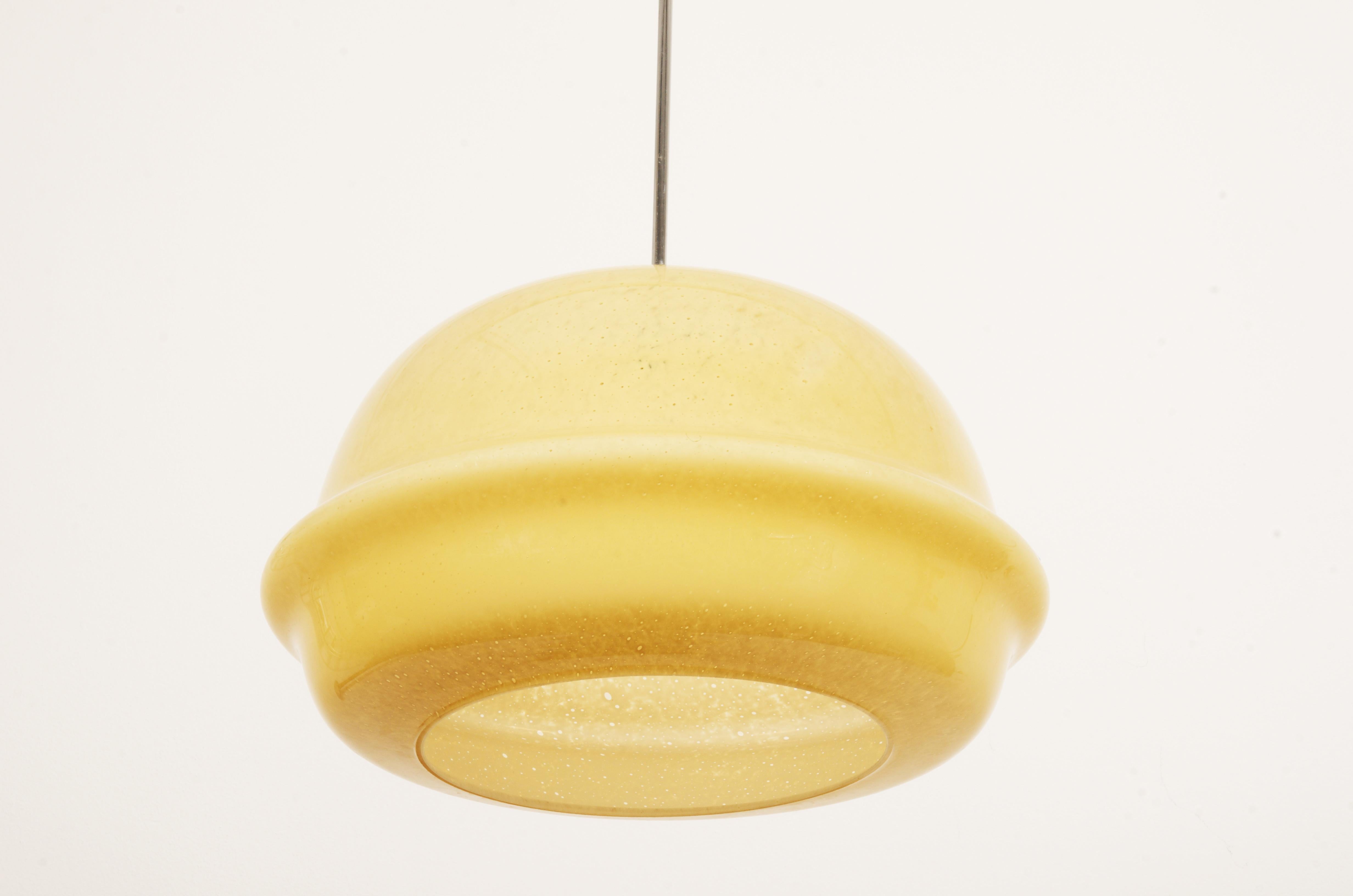 Mid-Century Modern Large Yellow Glass Pendant For Sale