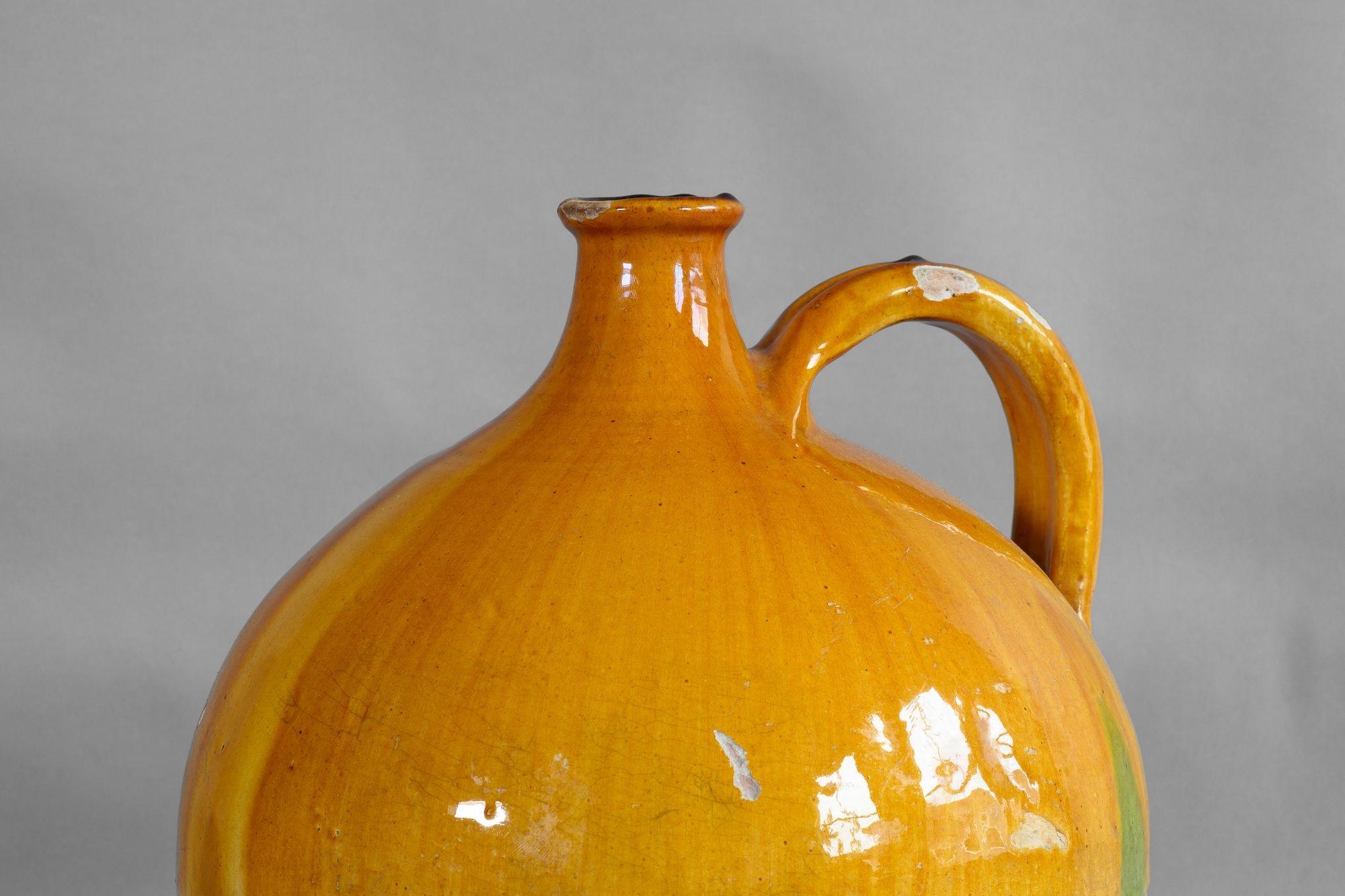 Early 20th Century Large Yellow Glazed Jug For Sale