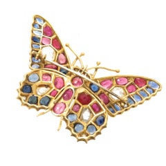 Large Yellow Gold and Gem Set Butterfly Brooch, 1920