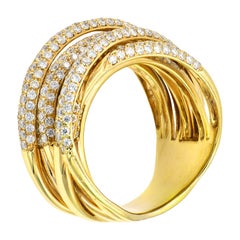 Large Yellow Gold Crossover Ring