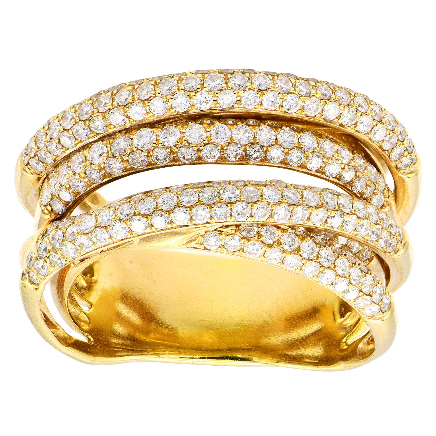 Large Yellow Gold Crossover Ring For Sale