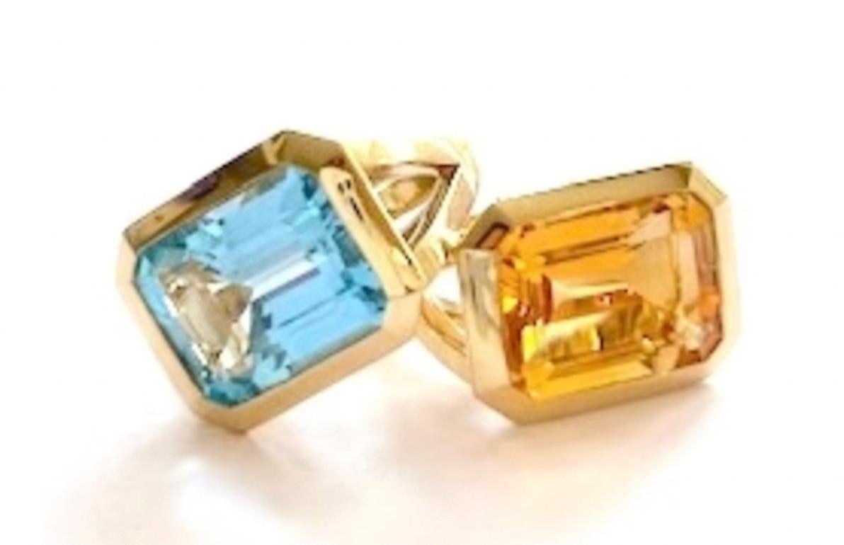 Large bague en or jaune avec citrine taille émeraude Pour femmes en vente