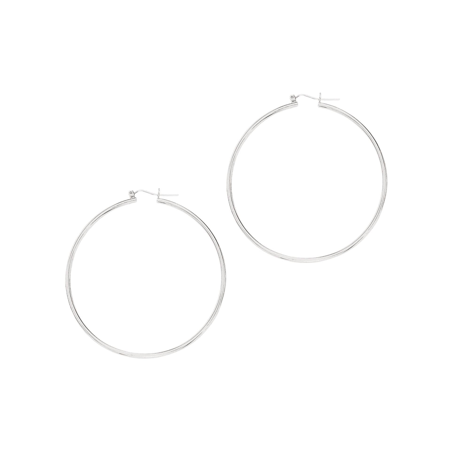 Fourteen karats yellow gold large circle hoop earrings
Diameter 2.25 inch 
Width 2 millimeter equals 0.08 inch
Also available in 14 karats white and rose gold, prices may vary
Please contact us for choice of metal
New Earrings
The latest and