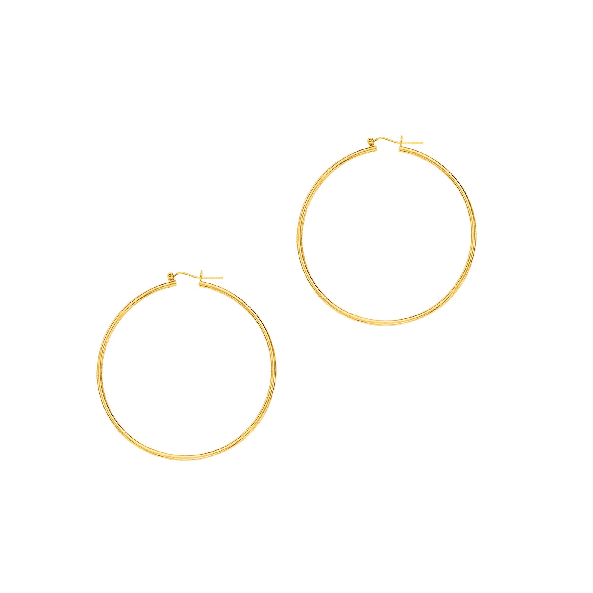 Women's or Men's Large Yellow Gold Hoop Earrings