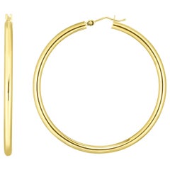 Large Yellow Gold Hoop Earrings 2.25 Inch Diameter 