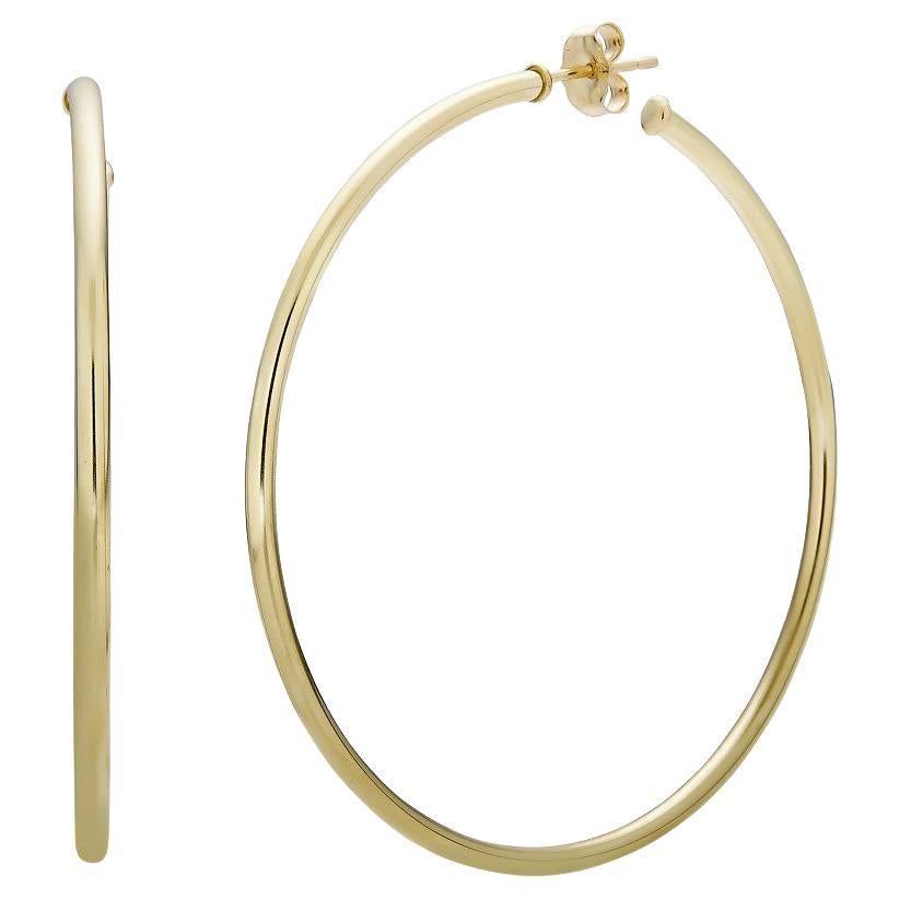 Large Yellow Gold Hoop Earrings - 45mm For Sale