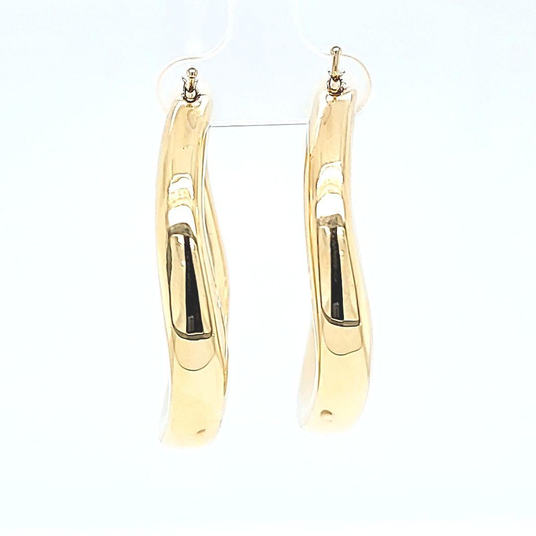 Women's Large Yellow Gold Puff Hoop Earrings For Sale