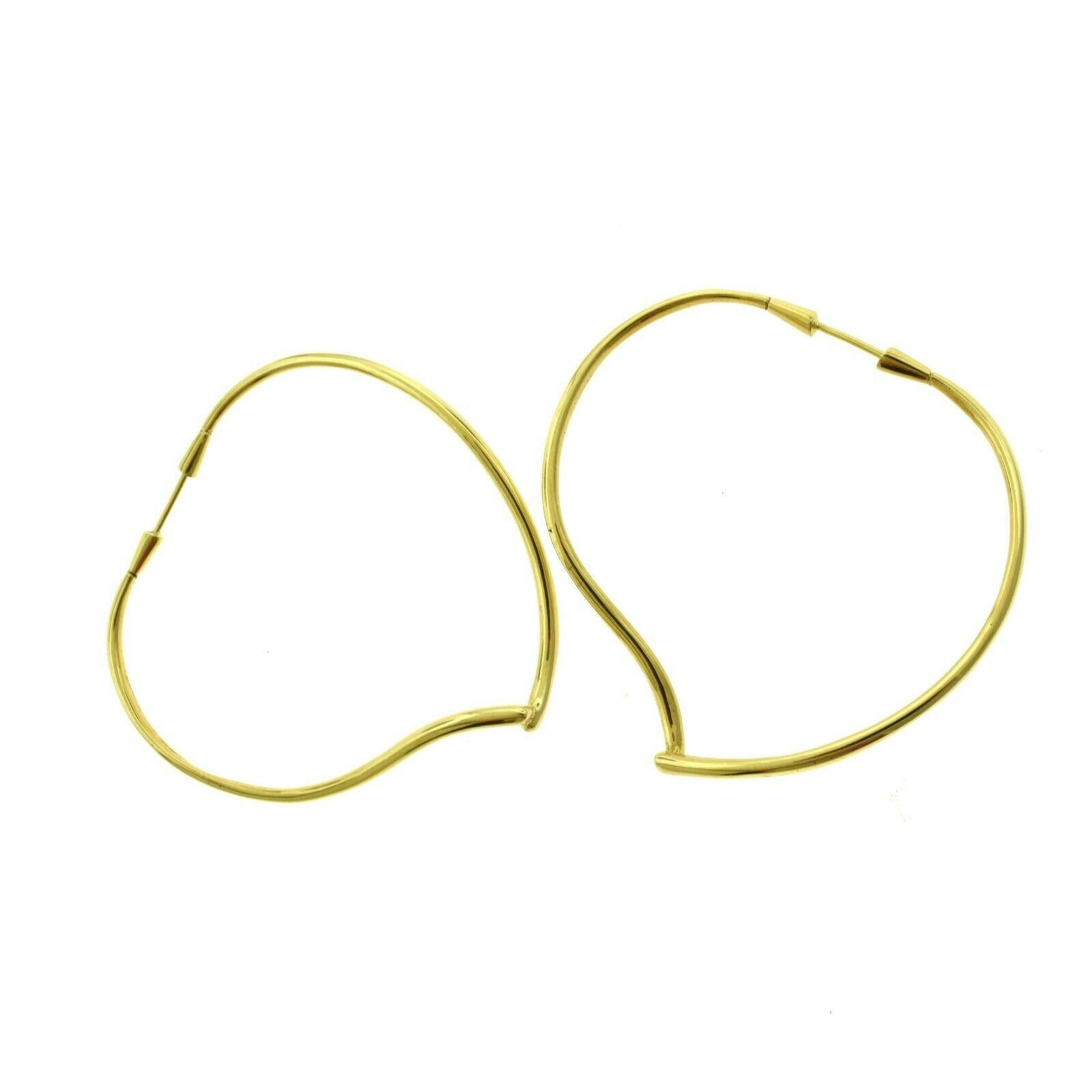 Large Yellow Gold Wavy Swirl Hoop Statement Earrings In Good Condition In Miami, FL