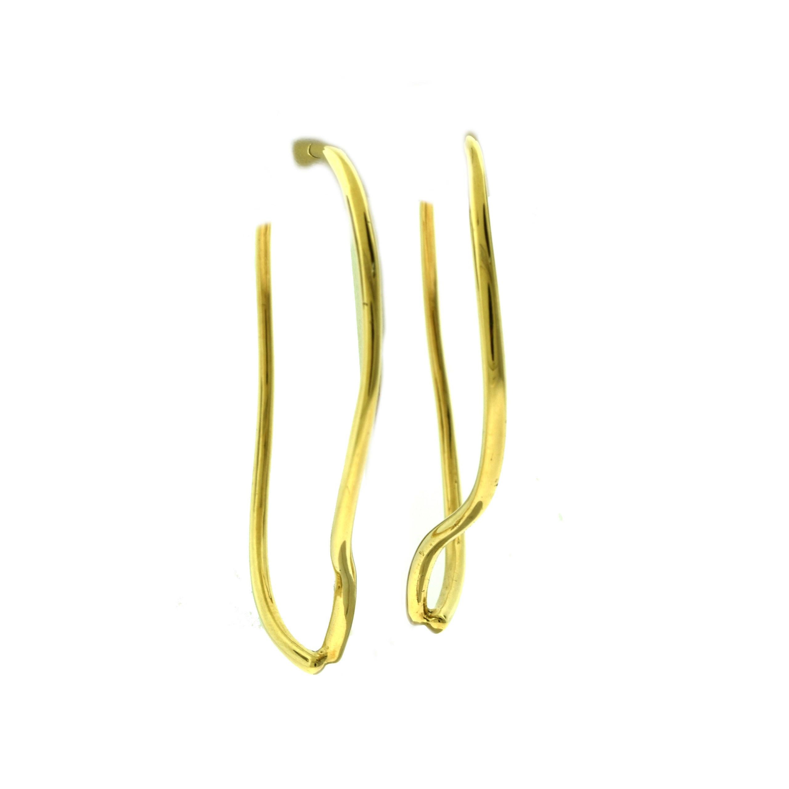 Women's or Men's Large Yellow Gold Wavy Swirl Hoop Statement Earrings