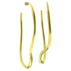 Large Yellow Gold Wavy Swirl Hoop Statement Earrings