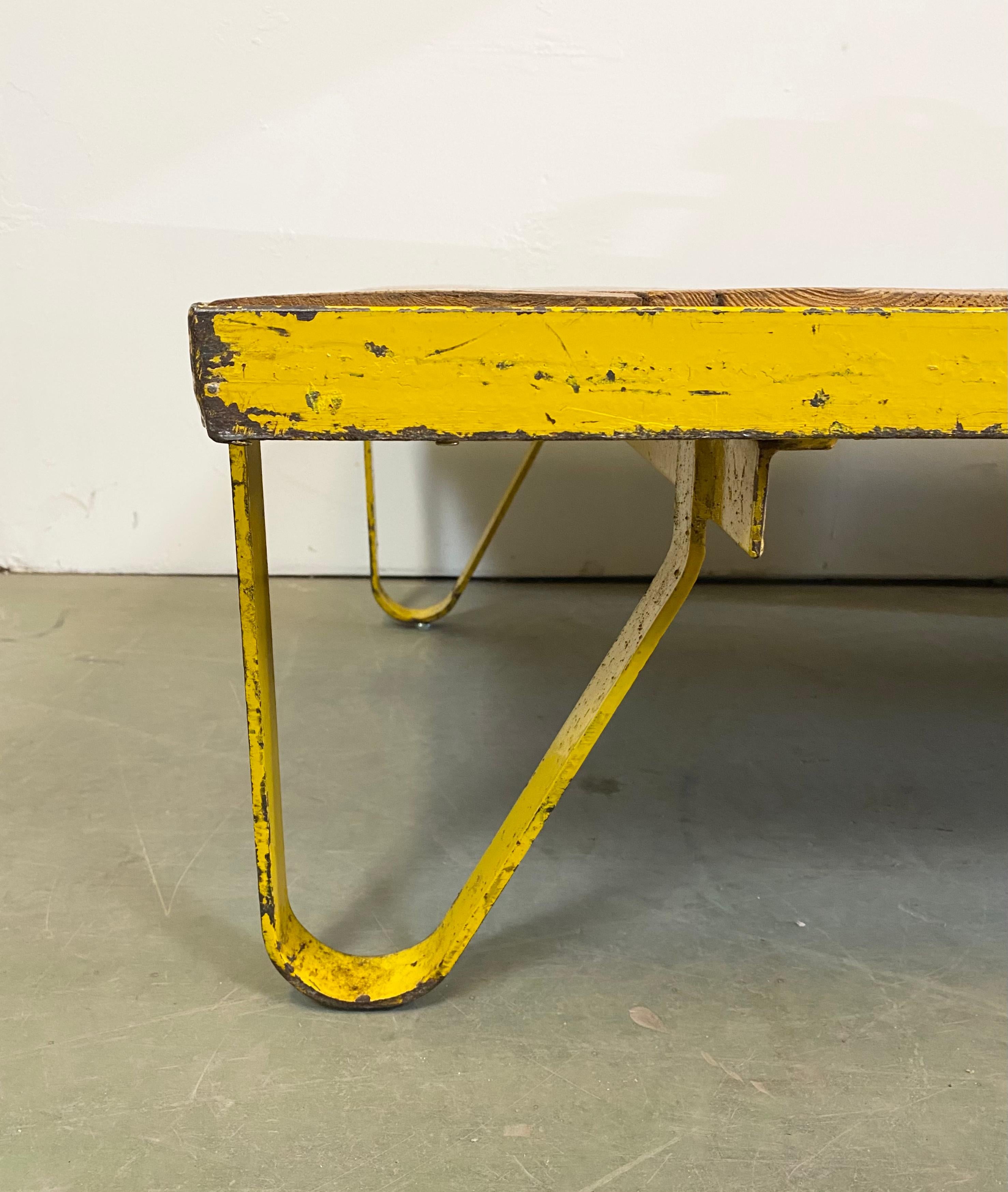 Large Yellow Industrial Coffee Table Cart, 1960s 4
