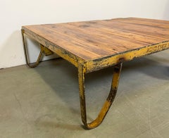 Large Yellow Industrial Coffee Table Cart, 1960s
