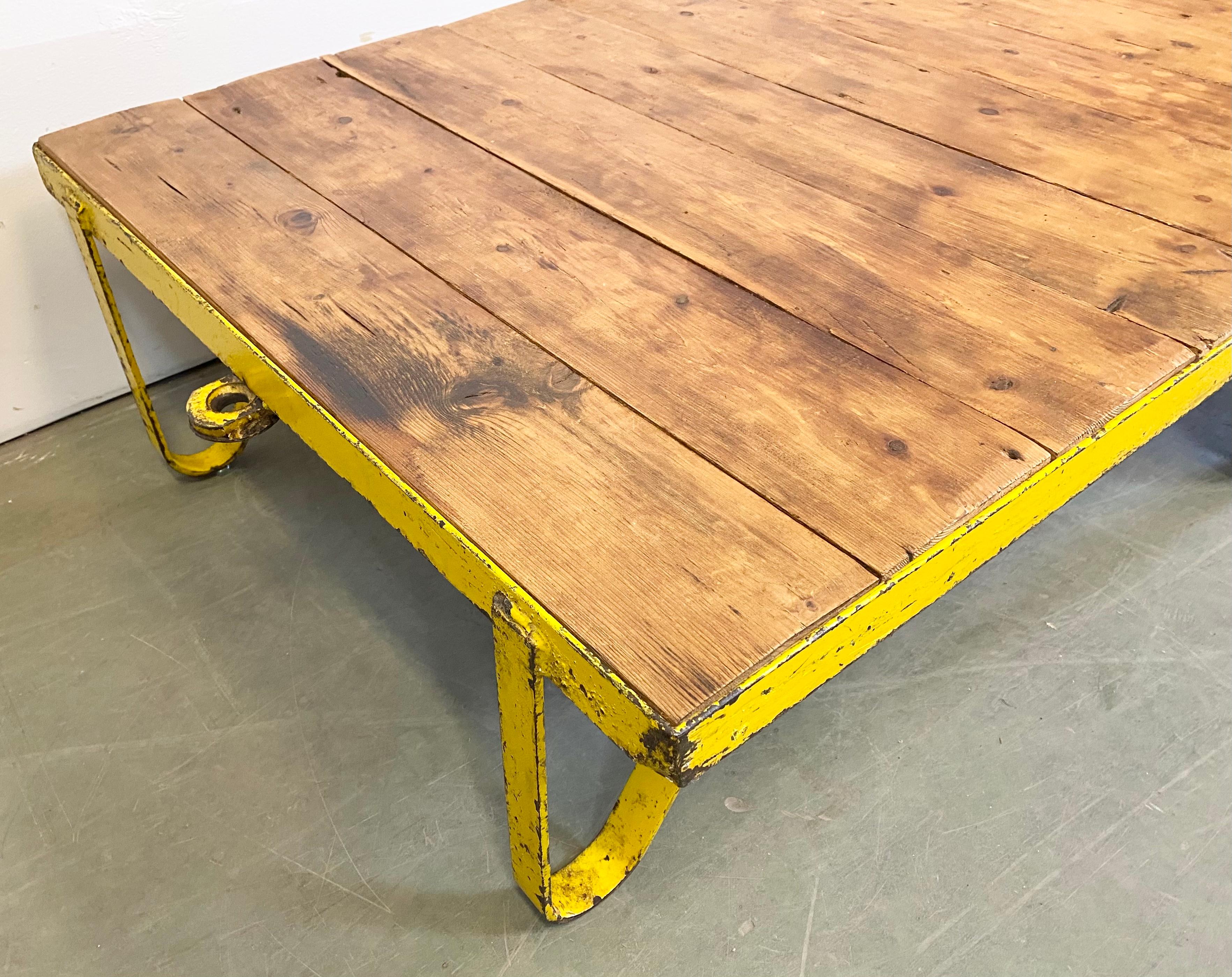 20th Century Large Yellow Industrial Coffee Table Cart, 1960s