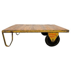 Large Yellow Industrial Coffee Table Cart, 1960s