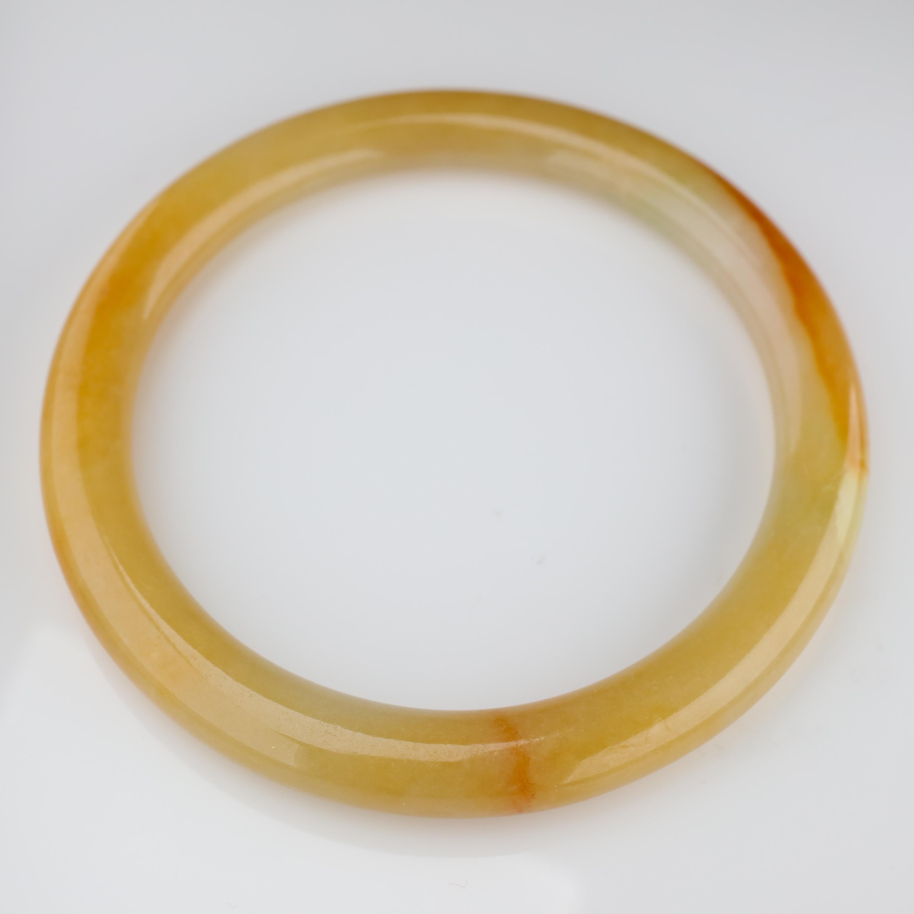 Large Yellow Jade Bangle Certified Untreated 1