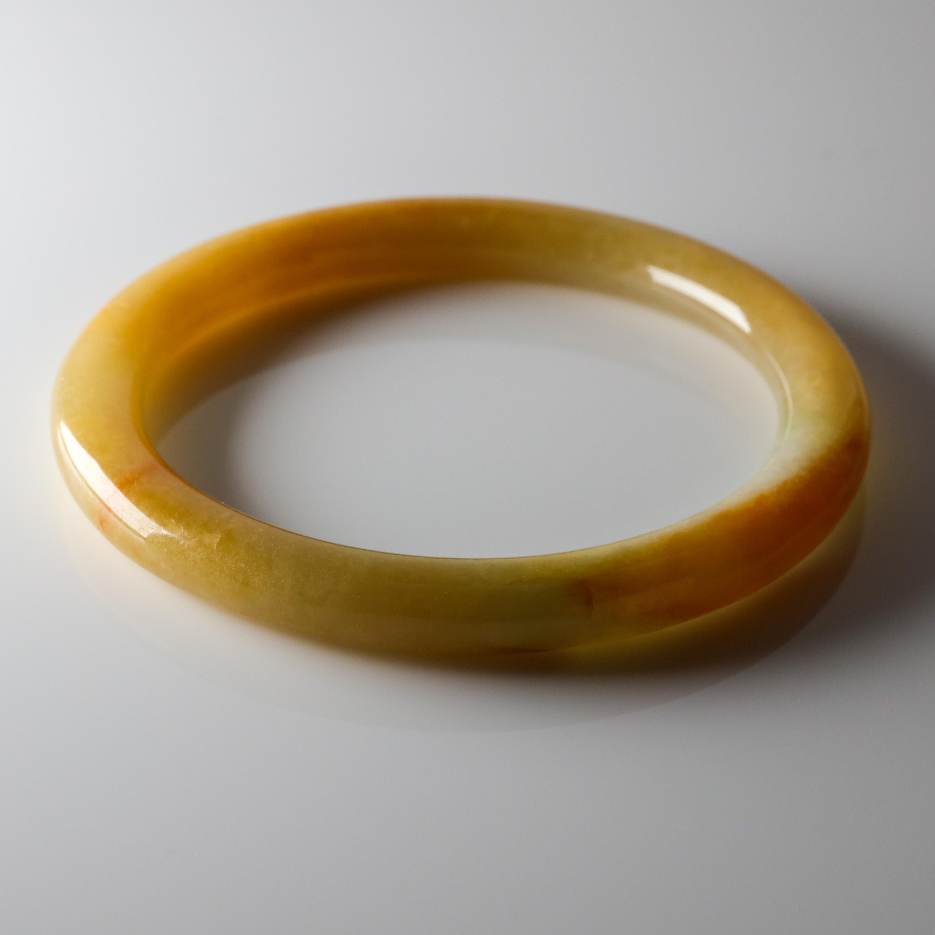 Large Yellow Jade Bangle Certified Untreated 2
