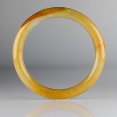 Large Yellow Jade Bangle Certified Untreated