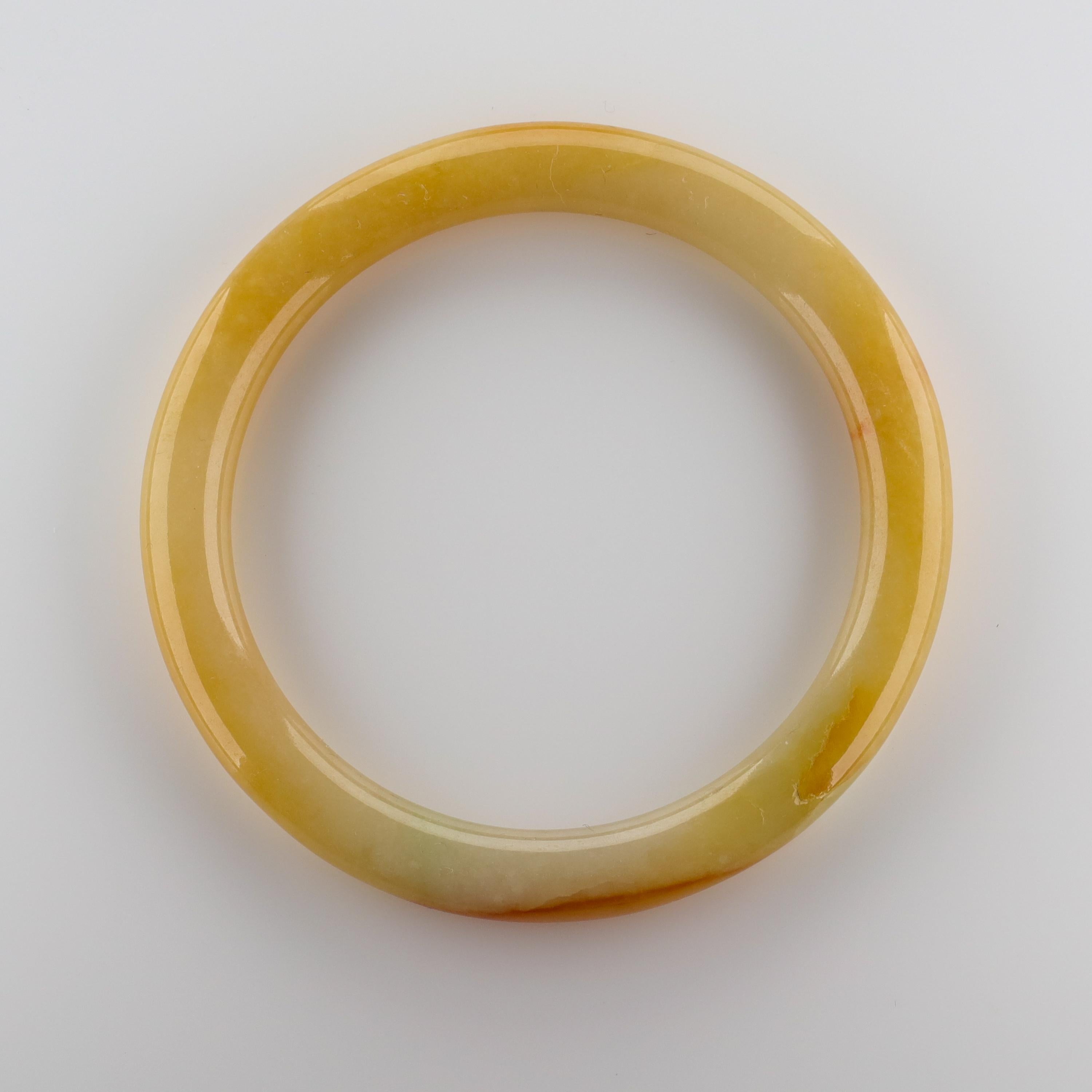 Uncut Large Yellow Jade Bangle Certified Untreated