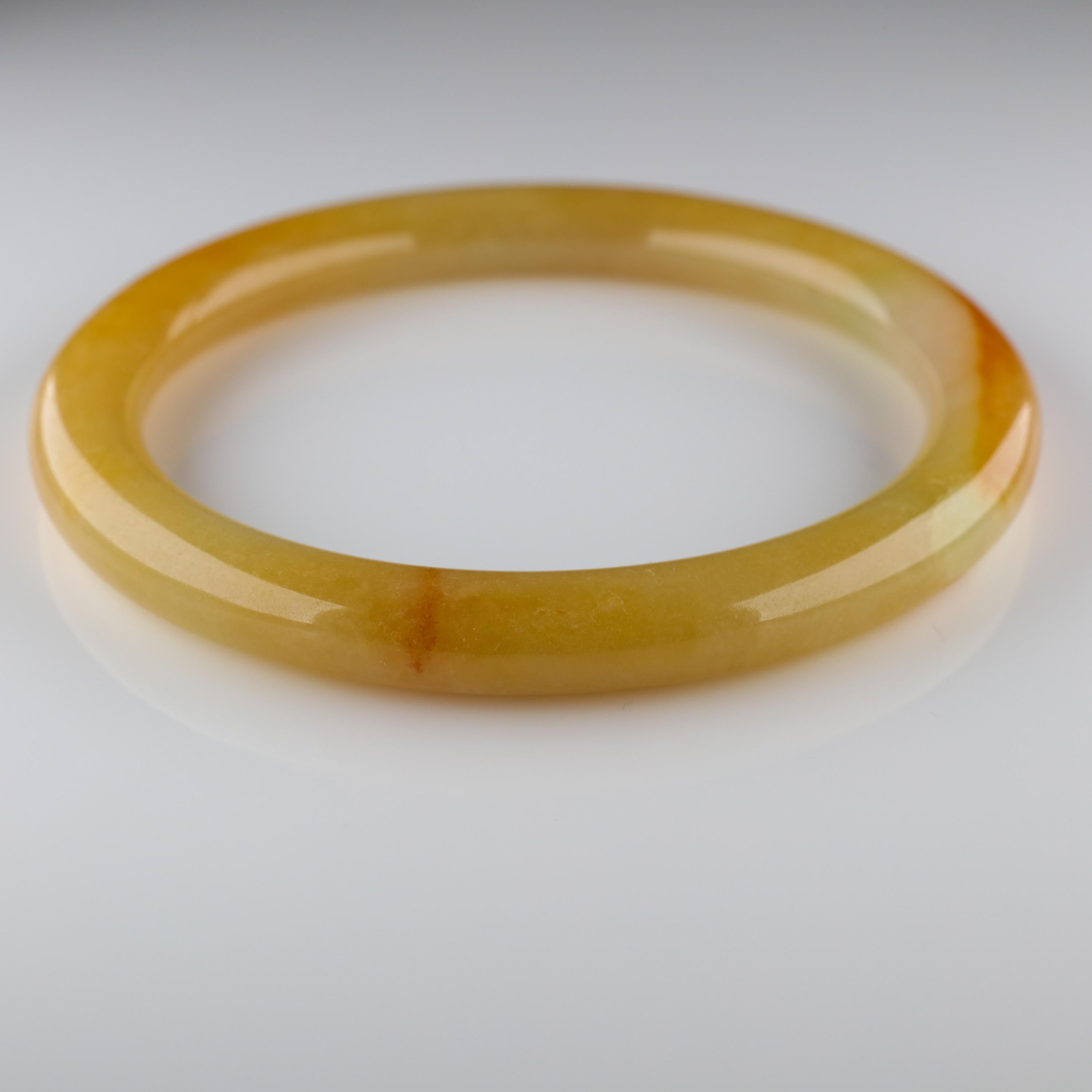 Women's or Men's Large Yellow Jade Bangle Certified Untreated